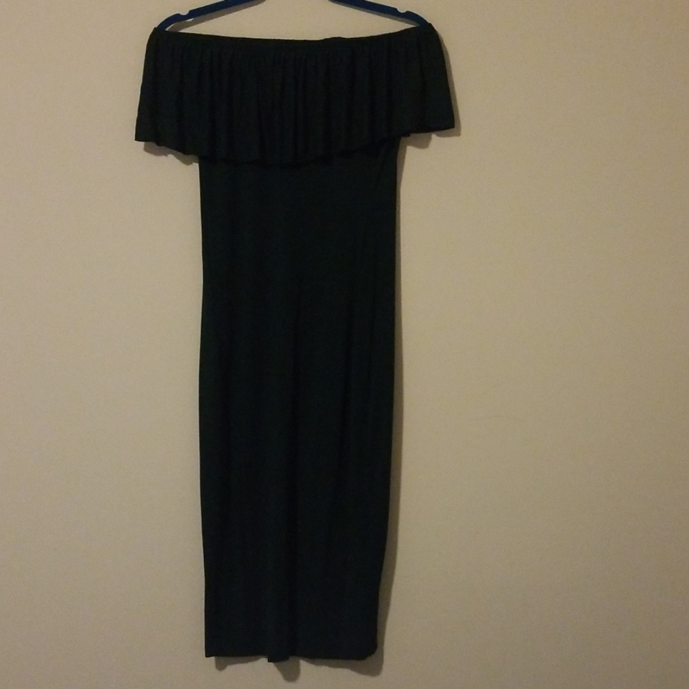 Hunter Green Off the Shoulder Dress